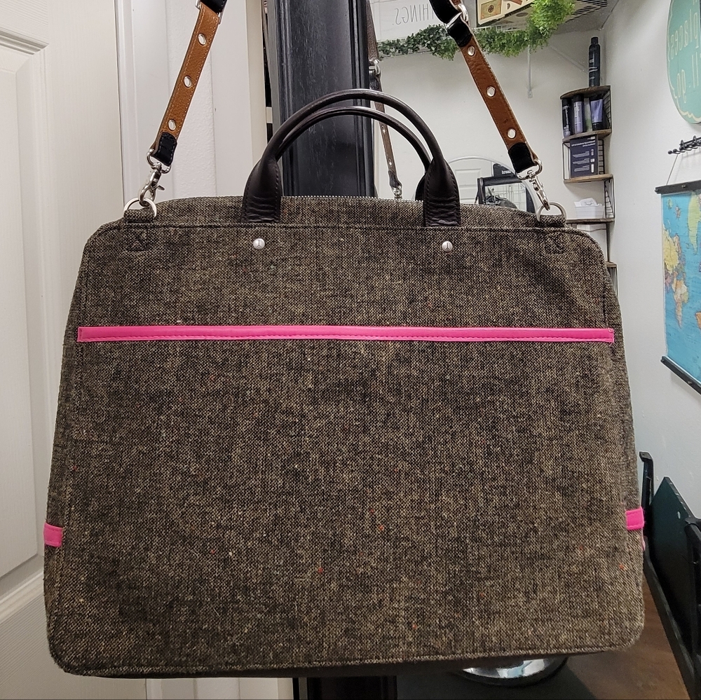 Jack Spade Tweed Bag with Pink Leather Highlights